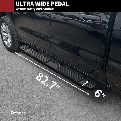 YITAMOTOR 6 Inches Running Boards Compatible with 2019-2026 Chevy Silverado/GMC Sierra 1500 Crew Cab, 2020-2026 2500HD 3500HD Crew Cab, Black Side Steps Black Nerf Bars