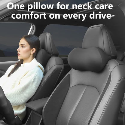 Car Headrest Pillow for Neck Support Memory Foam Car Neck Pillow Universal Fit Head Rest Travel Pillow Car Pillow for Pain Relief While Driving Black 2pc