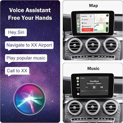 Wireless Carplay/Android Auto Adapter for Mercedes Benz A B CLA GLA C E ML GL GLK SLK, with NTG 5.0 System with Bluetooth, USB, Mirroring, Camera, Voice Control for Mercedes Benz Accessories