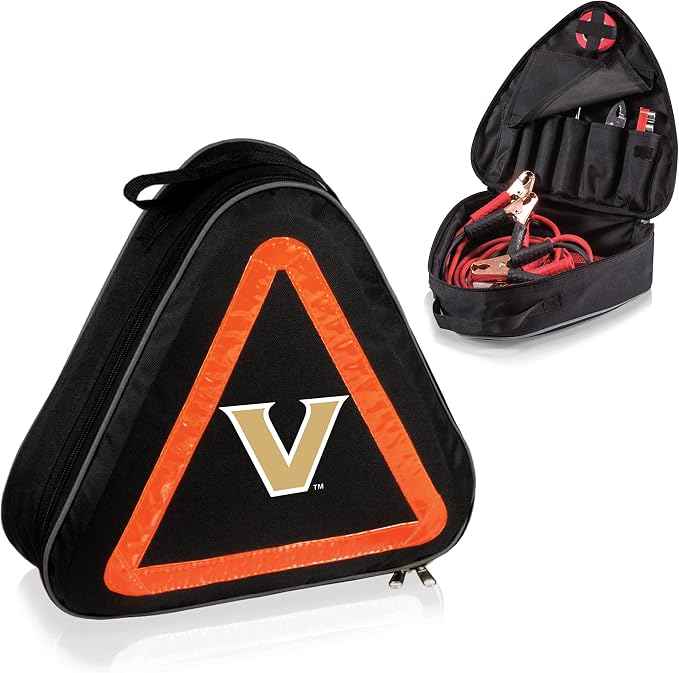 PICNIC TIME NCAA Vanderbilt Commodores Roadside Emergency Car Kit, Auto Vehicle Safety Road Side Assistance with Jumper Cables and Car Tool Kit, (Black with Orange Accents)