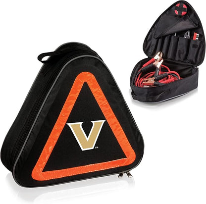 PICNIC TIME NCAA Vanderbilt Commodores Roadside Emergency Car Kit, Auto Vehicle Safety Road Side Assistance with Jumper Cables and Car Tool Kit, (Black with Orange Accents)