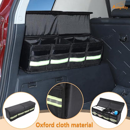 Aunginsy Car Trunk Organizer Compatible with Toyota FJ Cruiser 2007-2021+, Rear Left Side Trunk Storage Box Backseat Hanging Storage Bag Multi-Compartment Oxford Cloth With Lid Cover Accessories