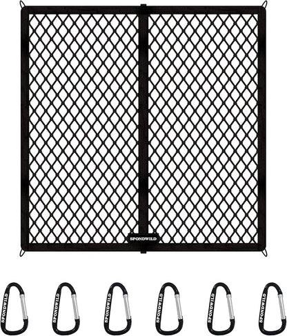 Stretchable Cargo Net(4'x4' Stretches to 8'x8') - Adjustable Elastic Trunk & Truck Bed Storage Organizer with Hook, Ideal for Securing Daily Light Loads