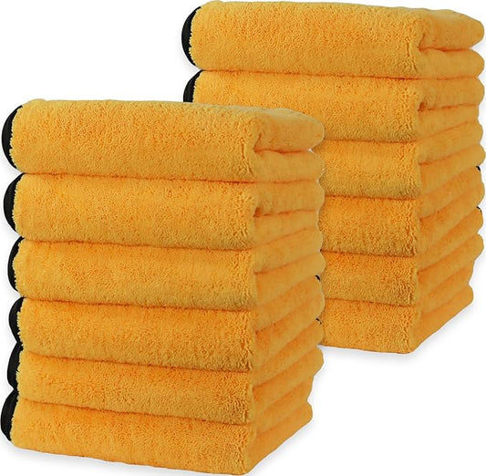 Simple Houseware Professional Grade Microfiber Towels for Car, 16" x 16", 12 Pack, 440 GSM
