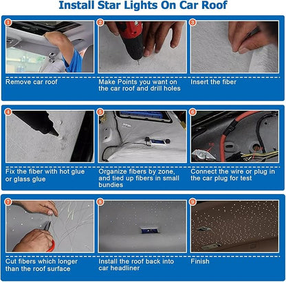 AZIMOM 16W Twinkle & Sound Activate Mixed430pcs*9.8ft Fiber Optic Starlight Headliner Kits for Car Home Star Ceiling Sky Decoration, APP& Remote Control Light Engine End Glow Fiber Strands