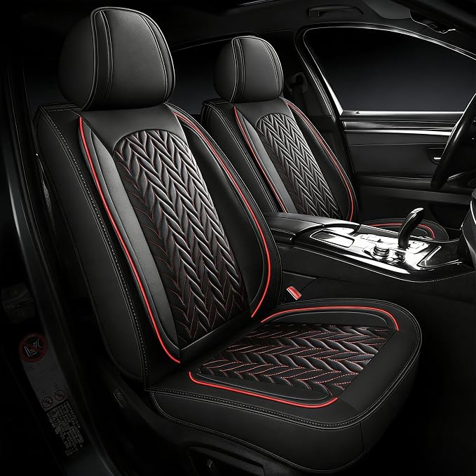 SCITOO Seat Covers Full Set,Universal Car Seat Covers Waterproof Car Seat Protector Automotive Seat Covers,Vehicle Seat Cover Set for Cars SUV Pick-up Truck Sedan (Full Set, Black And Red)