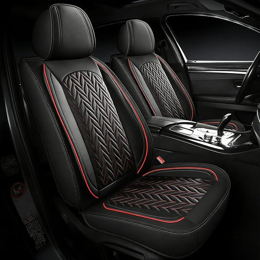 SCITOO Seat Covers Full Set,Universal Car Seat Covers Waterproof Car Seat Protector Automotive Seat Covers,Vehicle Seat Cover Set for Cars SUV Pick-up Truck Sedan (Full Set, Black And Red)