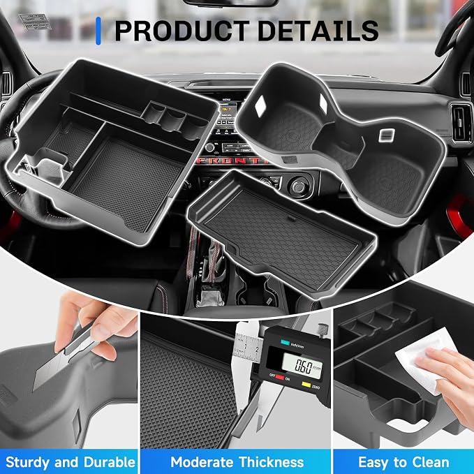 SXCY 3PCS for 2022-2025 2026 Nissan Frontier Center Console Organizer [Front Tray+Cupholder+Armrest Tray] for 2025 2026 Nissan Frontier Accessories 2024 2025 2026 Frontier Console Organizer