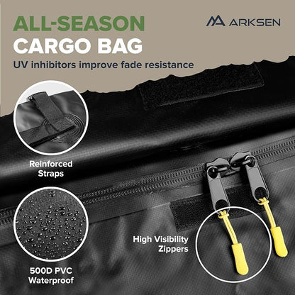 ARKSEN 60" x 25" x 14" Folding Cargo Rack Carrier with 500D PVC Waterproof Cargo Bag 500 Lbs Heavy Duty Capacity 2 Inch Receiver Luggage Basket Hitch Fold Up for SUV Pickup Camping Traveling