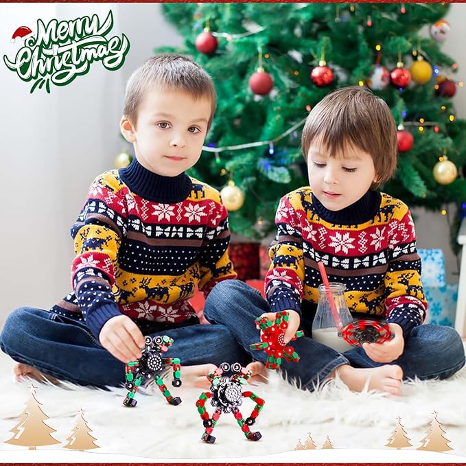 Gokeey Christmas Fidget Toys Transformable Fidget Spinners for Kids and Adults, Stress Relief Sensory Toys for Boys and Girls Fingertip Gyros for ADHD Autism for Kids Birthday Gifts