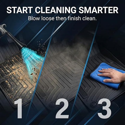 Air Blow Gun for Car Detailing - Durable Tornado Air Gun with Brush Nozzle, Storage Bag, 3 Compressor Adaptors & Microfiber Towel - Requires Compressor, Easy to Set Up