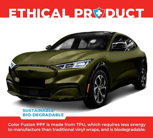 ColorFusion PPF by VViViD, Satin Stealth Combat Green Dry Apply PPF Vinyl Car Wrap Roll 10ft x 5ft