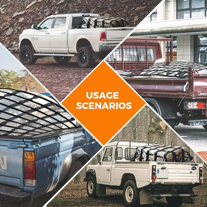 Cargo Net for Pickup Truck Bed Adjustment 50"x66" Truck Bed Cargo Netting with S-Hook Fittings 2” Wide Heavy Duty Small Trunk Cargo Nets Automotive Carrier for SUV Car Trailer