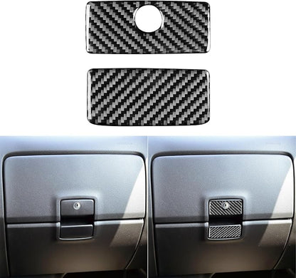 Real Carbon Fiber Fit for Chevy Silverado/GMC Sierra 1500 2014-2018 for 2500/3500HD 2015-2019 Car Co-Pilot Glove Box Handle Trim Dash Decals Sticker Decor Auto Interior Accessories Cover Black
