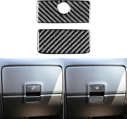 Real Carbon Fiber Fit for Chevy Silverado/GMC Sierra 1500 2014-2018 for 2500/3500HD 2015-2019 Car Co-Pilot Glove Box Handle Trim Dash Decals Sticker Decor Auto Interior Accessories Cover Black