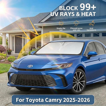 Windshield Sun Shade for Toyota Camry 2025 2026 Sunshade Front Window Shade Custom Fit Camry Accessories Sun Visor Foldable Shade Blocks UV Rays Accessories