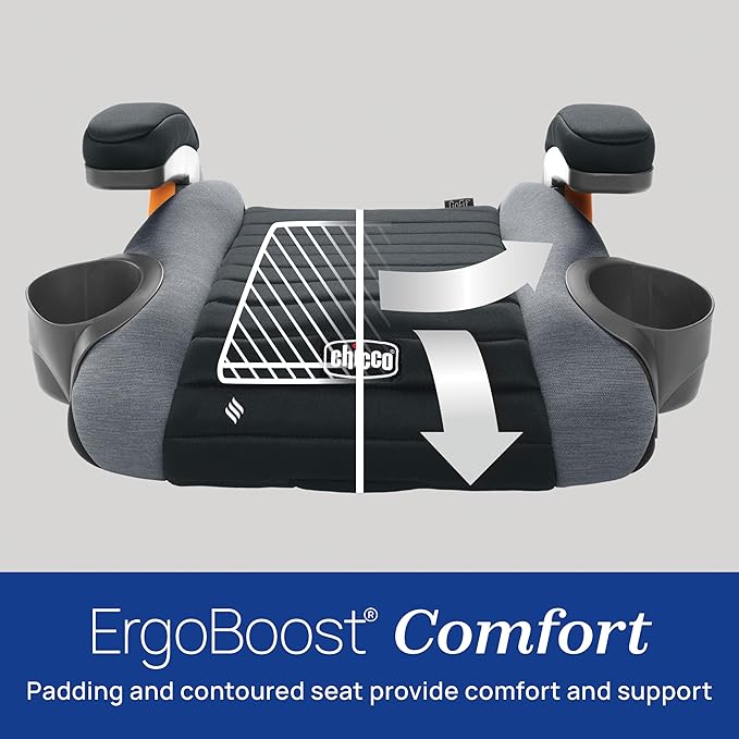 Chicco GoFit ClearTex Backless Booster Car Seat, Travel Booster Seat for Car, Portable Car Booster Seat for Children at Least 4 Years Old and 40-110 lbs., Shadow/Black