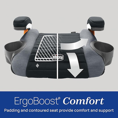 Chicco GoFit ClearTex Backless Booster Car Seat, Travel Booster Seat for Car, Portable Car Booster Seat for Children at Least 4 Years Old and 40-110 lbs., Shadow/Black