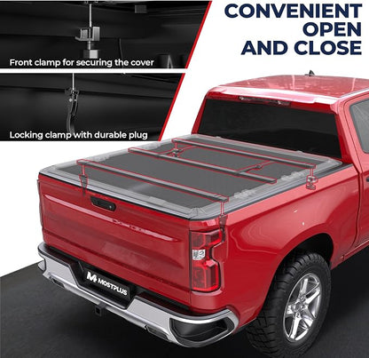 MOSTPLUS Tri Fold Soft Truck Bed Tonneau Cover Compatible for 2004 2005 2006 2007 Chevrolet Chevy Silverado/GMC Sierra 1500 2500 3500 Fleetside 5.8 FT On Top