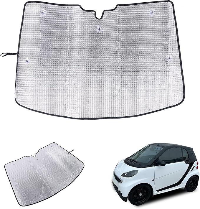 Windshield Sun Shade Compatible with Mercedes-Benz Smart 2009-2015 Foldable Front Windshield Sunshade Protector, Block UV Rays Keep Your Car Cooler