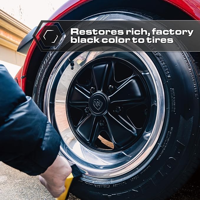 Blackline Car Care - Blackout Trim & Tire Dressing - Best Tire Shine No Sling Formula - Water Based Protection for Car Tires & Trim - Safe for Cars, Trucks, SUVs & More - 16 fl oz (Pack of 4)