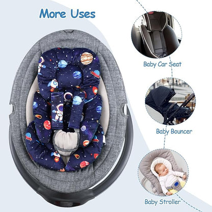 SWESEN Infant Car Seat Insert with 2 Strap Pads, Super Soft Carseat Head and Body Support for Baby Boys and Girls, Reversible Newborn Car Seat Insert Cushion for Strollers, Bouncers, Space