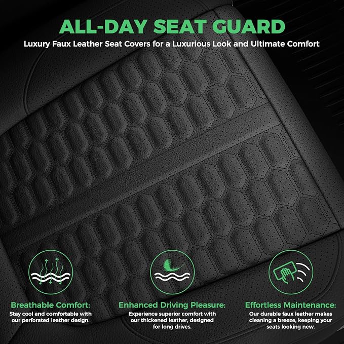 Custom Leather Seat Covers for Silverado/Sierra 1500 2019-2026, 2500HD 3500HD 2020-2026 Crew Cab Full Set with Jump Seat Cover (Armrest Storage Version Only), Truck Accessories