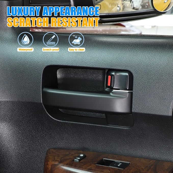 ABS Car Inner Door Handle Decoration Cover Trim Fit for Toyota Tundra/Sequoia 2007-2021 Interior Car Accessories (Matte Black)