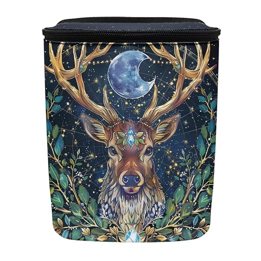 Talayituse Deer Moon Print Car Trash Can Portable Auto Garbage Bin Multifunctional Vehicle Interior Accessories with Adjustable Straps Universal Fit Truck SUV Sedan