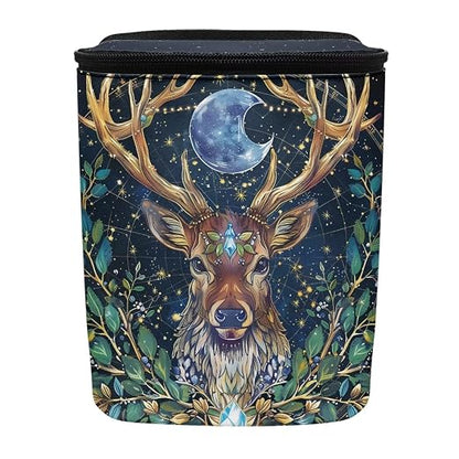 Talayituse Deer Moon Print Car Trash Can Portable Auto Garbage Bin Multifunctional Vehicle Interior Accessories with Adjustable Straps Universal Fit Truck SUV Sedan