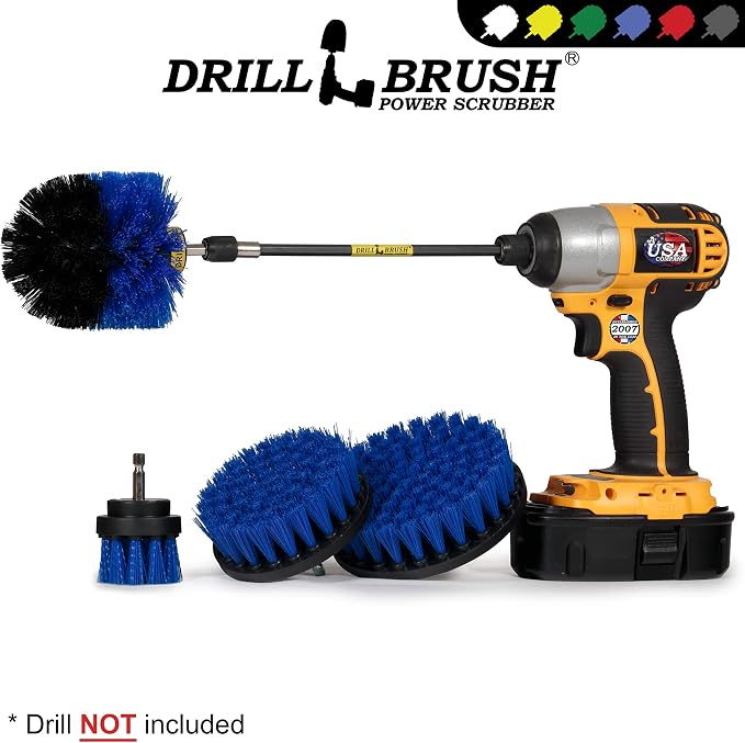 Boat Cleaning Accessories - Swimming Pool Scrub Brush - Medium Stiffness Brush Scrub Kit with Extension - Boat and Hull Cleaning Brush Set - Deck and Dock Cleaning Tools - Tank Cleaning Brush Set