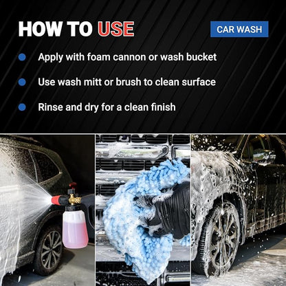 AIM Chemicals Car Wash - High Foam Formula Car Shampoo, Professional Car Wash Shampoo Compatible with Ceramic Coatings - Ideal for Foam Guns - Streak-Free Finish for Detailing - 1 Gal