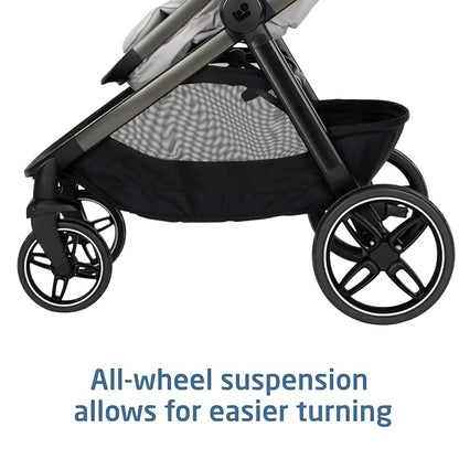 Maxi-Cosi Zelia Pro 5-in-1 Travel System with Mico Pro Infant Car Seat and Baby Stroller Combo, Reversible Seat, Large Wheels, Adjustable Handle, Newborn to Toddler, Lightweight, Classic Oat