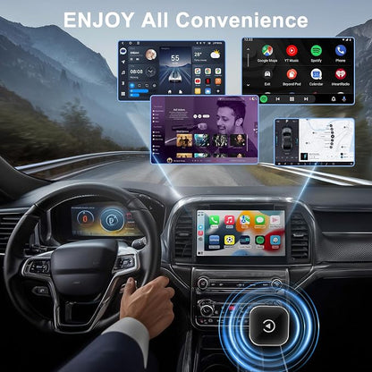 Wireless CarPlay Adapter Upgrade Wired CarPlay to Wireless for iPhone & Android, Support CarPlay & Android Auto 2 in 1,USB/Type C,Plug and Play Stable Connection for Cars with Built-in Wired Car Play