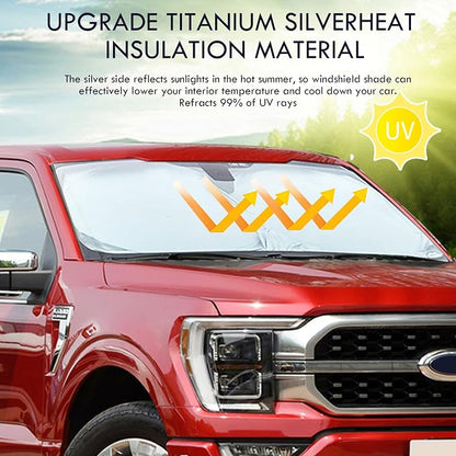 Windshield Sun Shade for Cadillac SRX 2010-2025 & Lincoln MKC 2015-2019 / MKX 2007-2018, Front Windshield Sunshade with Full Coverage Reflective Polyester Material Blocks Heat & Sunlight