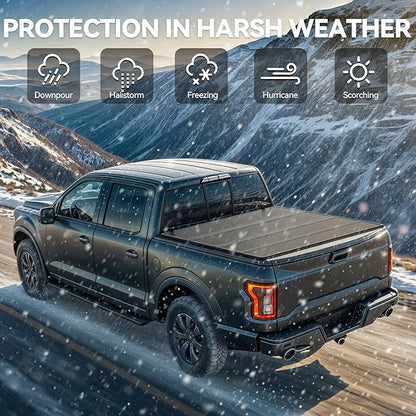 YITAMOTOR Quad Fold Hard Truck Tonneau Cover Fits for Dodge Ram 2500 3500 2003-2026 with 8ft Bed w/o Rambox, Heavy-Duty Aluminum Alloy Bed Cover