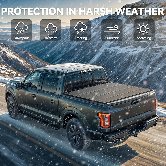 YITAMOTOR Quad Fold Hard Truck Tonneau Cover Fits for Chevy Silverado/GMC Sierra 1500 New Body Style 2019-2026 with 6.6ft Bed w/o Multi-Flex Tailgate, Heavy-Duty Aluminum Alloy Bed Cover