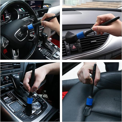 HMPLL 10pcs Detailing Brush Set, Multi-Purpose Car Detailing Brushes for Cleaning Car Interior, Exterior, Engine, Leather, Including 5 car Cleaning Brush, 3 Wire Brush, 2 Air Vent Brush,Blue