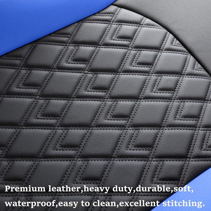 JOJOBAY Chevy Silverado Seat Covers,Leather Seat Covers for GMC Sierra,Custom Fit 2007-2026 1500 2500HD 3500HD Crew Double Extended Regular Cab,LT LZT RST(Full Set,Black Blue)