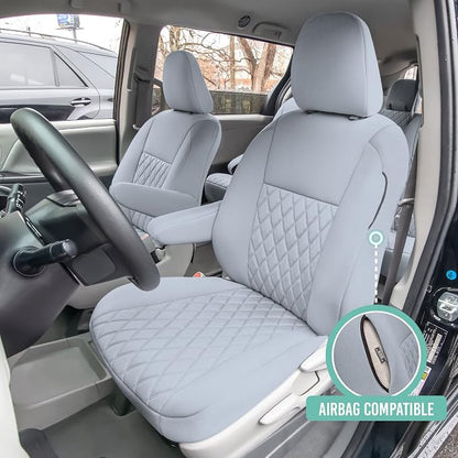 FH Group Custom Fit Car Seat Covers Specifically Made for 2011-2020 Toyota Sienna 7-8 Seater with Ultraflex Neoprene Water Resistant Automotive Seat Covers - Front Set Solid Gray