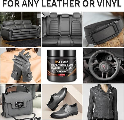 Dark Gray Leather Recoloring Balm with 100ml Mink Oil,Leather Couch Scratch Remover,Leather Repair kit for Vinyl Furniture and Car Interior,Leather Dye Paint,Mink Oil for Leather