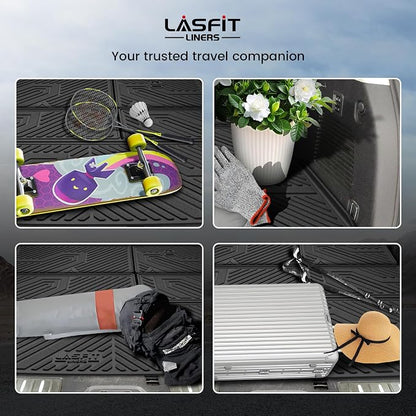 LASFIT Cargo Mat & Backrest Mats for Nissan Armada/Infiniti QX80 2019-2024, All Weather TPE Custom Fit Easy Clean Durable No-Curling Trunk Mat for Armada & QX80, Black