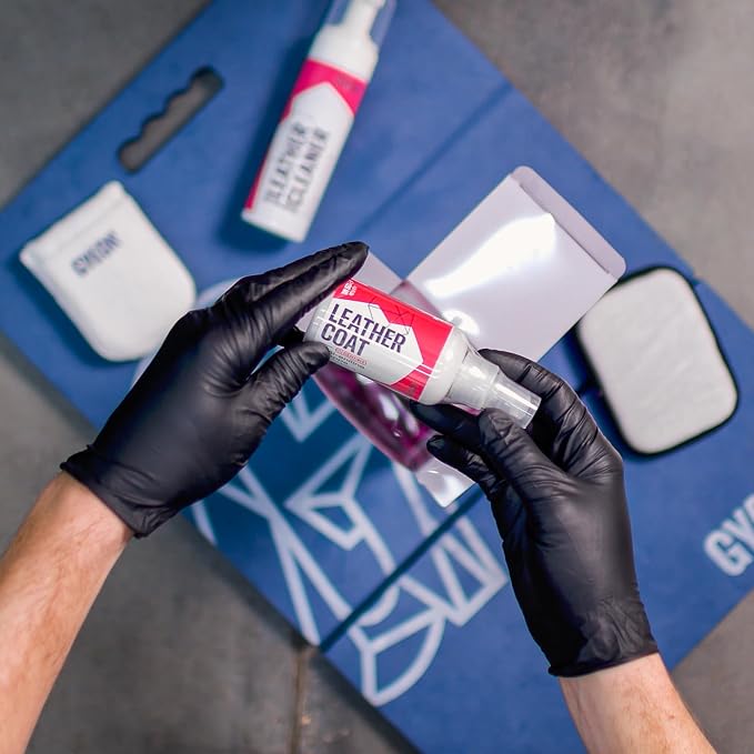 Gyeon Leather Set Strong All‑in‑One Car Leather Cleaner and Ceramic Coat Kit for Interior Protection Deep Clean Oil Removal Matte Finish Hydrophobic UV Resistant