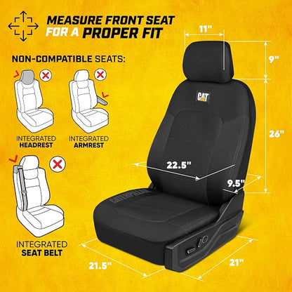 CAT MeshFlex Seat Covers Full Set for Full-Size Pickup Trucks Only - Black | Front Bucket Seat Covers & 60/40 Split Rear Bench Protector – Interior Accessories For F-150, Silverado, Ram, Sierra & Tundra