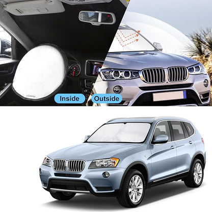 TINGLU Sun Shade for BMW X3 2011-2017 Accessories Windshield Sun Shade Window Shade UV Rays Protection Sun Visor Cover with Steering Wheel Sunshade Storage Bag