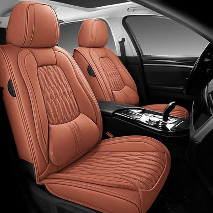 WELLDO Car Seat Covers, 5 Seats, Brown | Waterproof, Scratch-Resistant, Breathable & Easy to Clean, Universal Fit for SUV Sedan Truck, Full Set