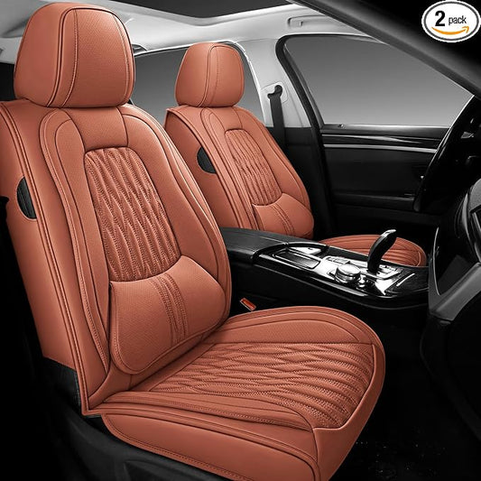 WELLDO Car Seat Cover, 2 Seats, Brown | Waterproof, Scratch-Resistant, Breathable & Easy to Clean, Universal Fit for SUV Sedan Truck, Full Set
