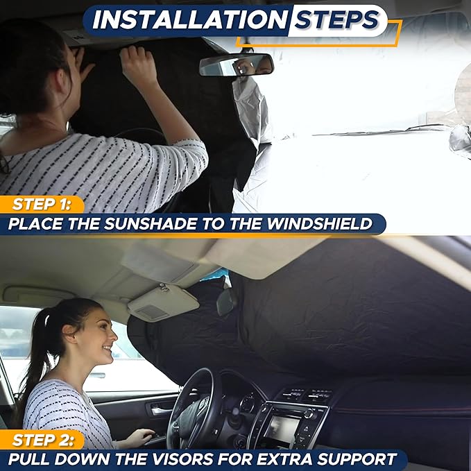 Econour Windshield Sun Shade for Ford E-Transit 2015-2026, Sunshade for Front Window & Windshield Sun Visor, UV Rays Heat Blocker & Protector, Van Accessories