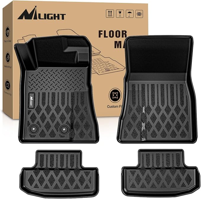 Nilight TPE Floor Mats for Ford Mustang 2015 2016 2017 2018 2019 2020 2021 2022 2023 2024 2025 2026 All Weather Custom Fit Heavy Duty Floor Liners