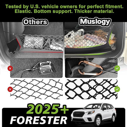 Muslogy Truck Bed Cargo Net Trunk Netting Compatible with 2025 2026 Subaru Forester Accessories, Pickup Cargo Organizer SUV Sedan Storage Net w/Heavy Duty Carabiners